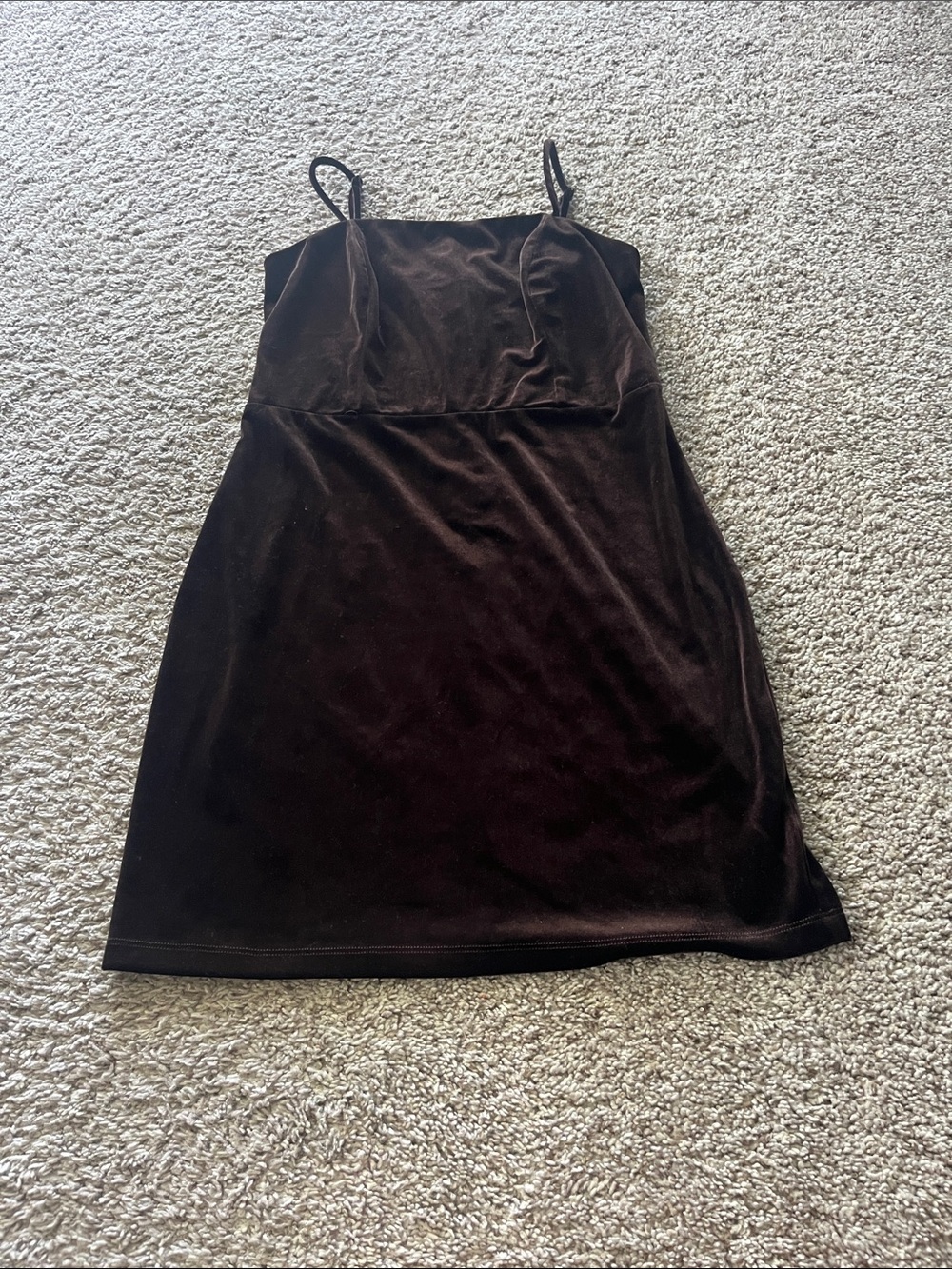 Deep brown velvet mini dress